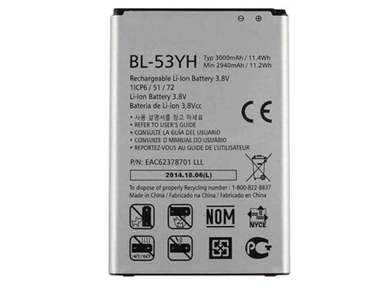 Batterie de remplacement pour LG Optimus G3 (D830 D850 VS985 F400), BL-53YH Batterie de remplacement pour LG Optimus G3 (D830 D850 VS985 F400), BL-53YH